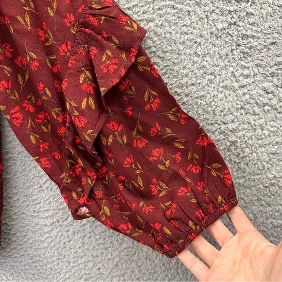 Sonoma Floral Tie Front Peasant Top Ruffle Boho Cottagecore Dark Women's XXL 2XL - Picture 2 of 9